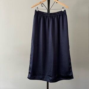 GAP Soft Satin Midi Skirt, Size Medium, Navy Blue.